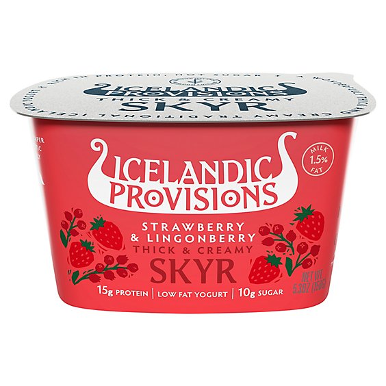 Icelandic Provisions Strawberry & Lignonberry Icelandic Skyr - 5.3 Oz