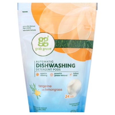 Grab Green Dishwashing Detergent Pods Automatic Tangerine With Lemongrass 24 Count - 15.2 Oz