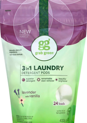 Grab Green Laundry Detergent Pods 3 In 1 Lavender With Vanilla 24 Count - 15.2 Oz - Image 2