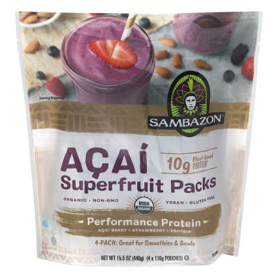 Sambazon Organic Superfruit Packs Performance Protien Acai