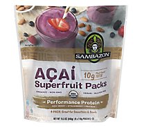 Sambazon Organic Superfruit Packs Performance Protien Acai Strawberry - 4-3.8 Oz