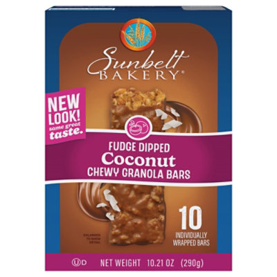 Sunbelt Bakery Granola Bars Chewy Coconut Fudge Dipped - 10 Count