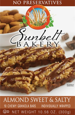 Sunbelt Bakery Granola Bars Chewy Almond Sweet & Salty - 10 Count