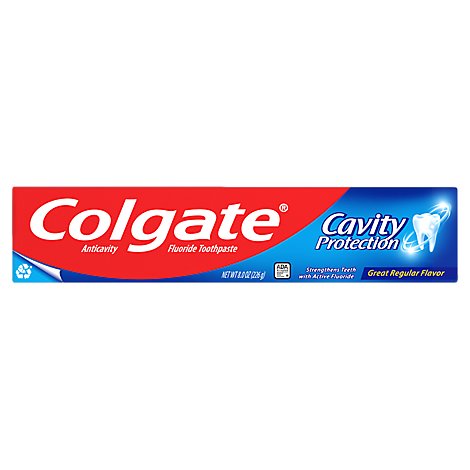 Colgate Cavity Protection Toothpaste with Fluoride Great Regular Flavor - 8 Oz