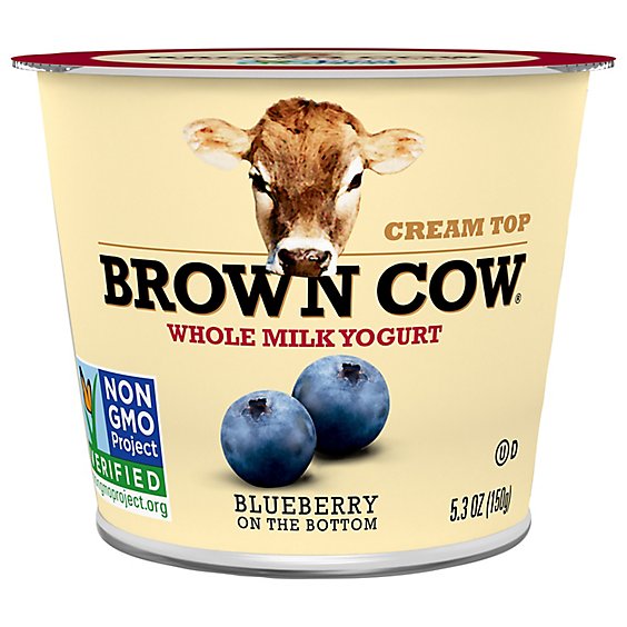 Brown Cow Cream Top Yogurt Whole Milk Blueberry - 6 Oz