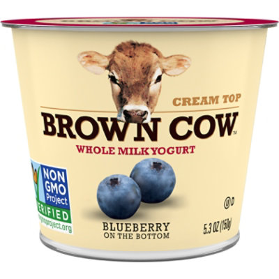 Brown Cow Cream Top Yogurt Whole Milk Blueberry - 6 Oz