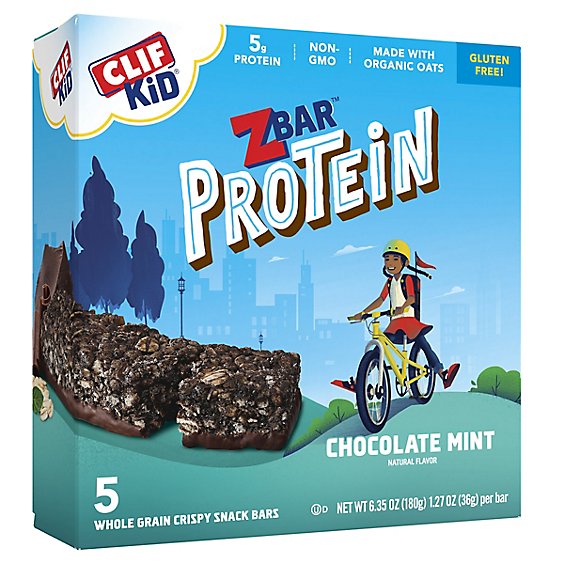 CLIF Kid ZBar Organic Protein Bar Chocolate Mint - 5-1.27 Oz