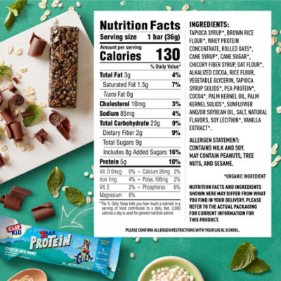 CLIF Kid Zbar Protein Chocolate Mint Crispy Snack Bars - 5-1.27 Oz - Image 4