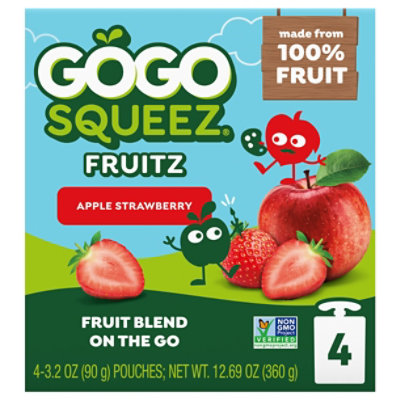 GoGo squeeZ Applesauce Apple Strawberry- 4-3.2 Oz