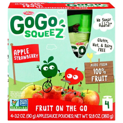 GoGo squeeZ Applesauce Apple Strawberry- 4-3.2 Oz - Image 3