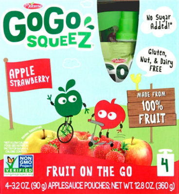 GoGo squeeZ Applesauce Apple Strawberry- 4-3.2 Oz - Image 2