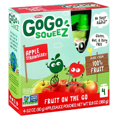 GoGo squeeZ Applesauce Apple Strawberry- 4-3.2 Oz - Image 1