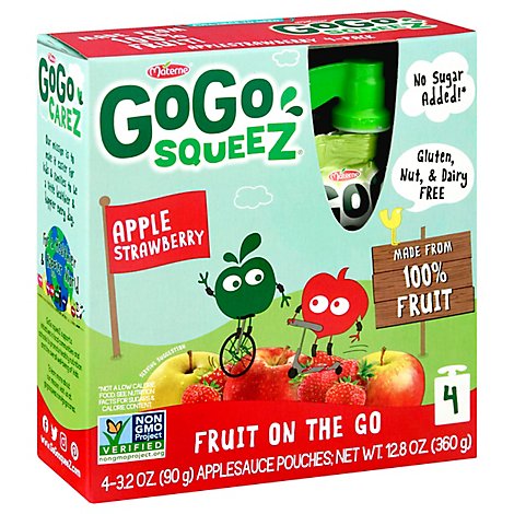 GoGo squeeZ Applesauce Apple Strawberry- 4-3.2 Oz