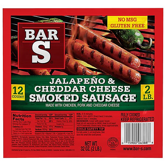Bar-S Sausage Skinless Cheddar And Jalapeno - 32 Oz