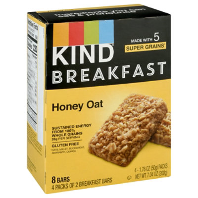 KIND Breakfast Breakfast Bars Honey Oat - 4-1.8 Oz