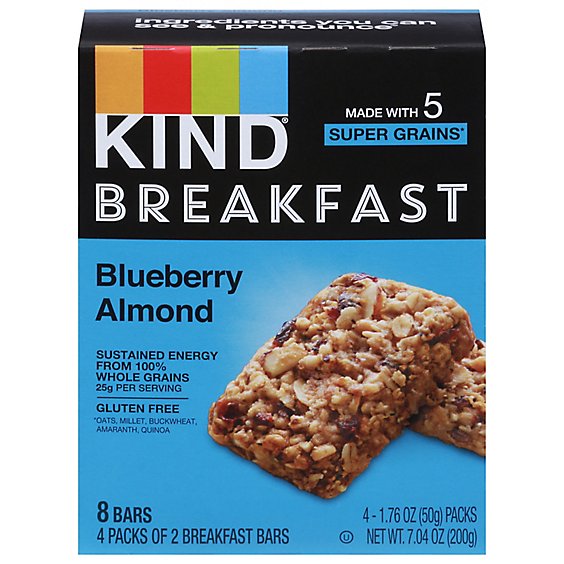 KIND Breakfast Breakfast Bars Blueberry Almond - 4-1.8 Oz