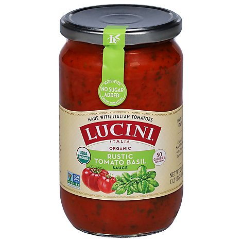 Lucini Sauce Organic Rustic Tomato Basil Bottle - 25.5 Oz