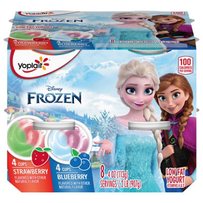 Yoplait Yogurt Low Fat Disney Frozen Blueberry Strawberry Value Pack - 8-4 Oz