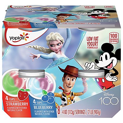 Yoplait Yogurt Low Fat Disney Frozen Blueberry Strawberry Value Pack - 8-4 Oz