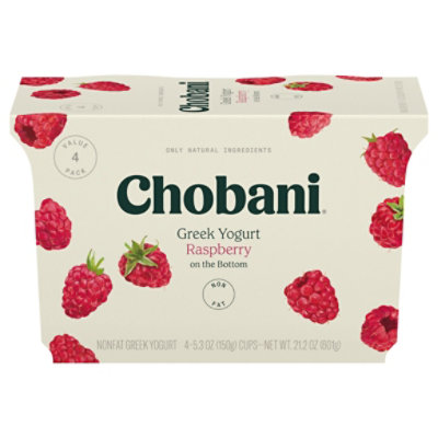 Chobani Yogurt Greek Nonfat Fruit On The Bottom Raspberry - 4-5.3 Oz