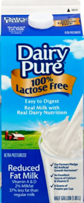 DairyPure Milk Lactose Free Reduced Fat 2% - 1 Half Gallon - Image 2