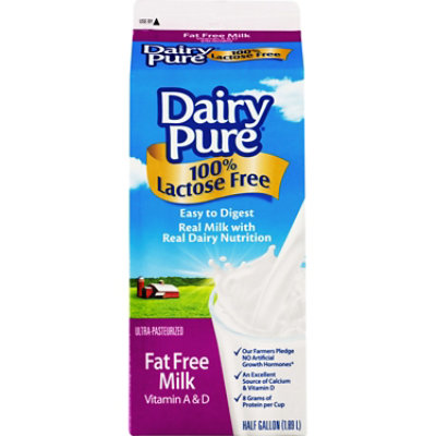 DairyPure Lactose Free Fat Free Milk Paper Carton - 0.5 Gallon - Image 3