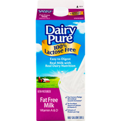 DairyPure Lactose Free Fat Free Milk Paper Carton - 0.5 Gallon
