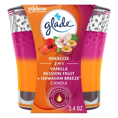 Glade Energize Vanilla Passion Fruit And Hawaiian Breeze 2 In 1 Scent 1 Wick Candle - 3.4 Oz - Image 2