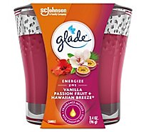 Glade Energize Vanilla Passion Fruit And Hawaiian Breeze 2 In 1 Scent 1 Wick Candle - 3.4 Oz