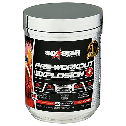 Six Star Muscletech Pre-Workout Explosion Fruit Punch Bonus Size - 9.77 Oz - Image 3