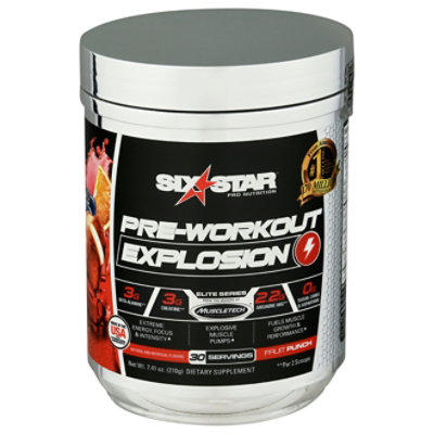 Six Star Muscletech Pre-Workout Explosion Fruit Punch Bonus Size - 9.77 Oz