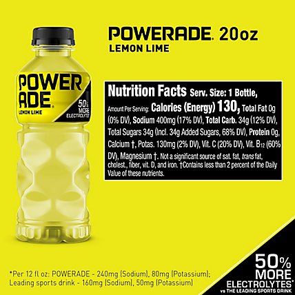 POWERADE Sports Drink Electrolyte Enhanced Lemon Lime - 8-20 Fl. Oz. - Image 4