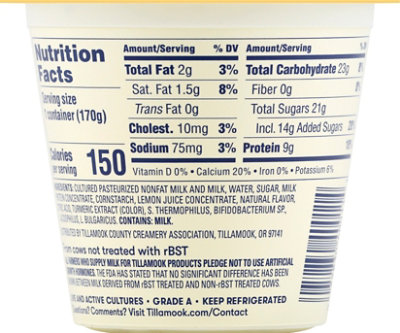 Tillamook Lemon Squeeze Low Fat Yogurt - 6 Oz - Image 7