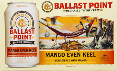 Ballast Point Even Keel Mango Session IPA Craft Beer Cans 3.8% ABV - 6-12 Fl. Oz. - Image 3