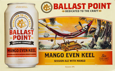 Ballast Point Even Keel Mango Session IPA Craft Beer Cans 3.8% ABV - 6-12 Fl. Oz. - Image 2