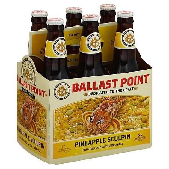Ballast Point Sculpin Pineapple IPA Craft Beer Bottles 7.0% ABV - 6-12 Fl. Oz.
