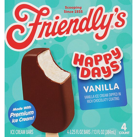Friendly's Happy Days Vanilla Ice Cream Bars - 4-3.25 Fl. Oz.