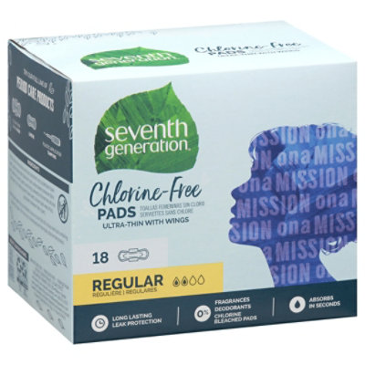 Seventh Generation Pads Free & Clear Ultra Thin With Wings Regular Absorbency - 18 Count