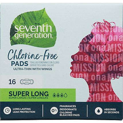 Seventh Generation Pads Free & Clear Ultra Thin With Wings Super Long Absorbency - 16 Count - Image 2