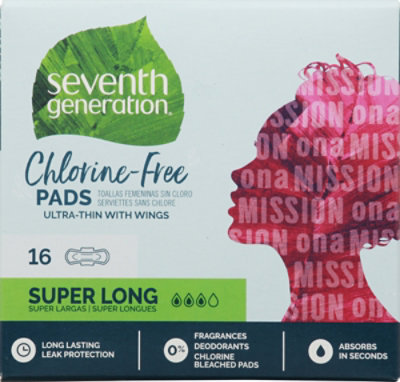 Seventh Generation Pads Free & Clear Ultra Thin With Wings Super Long Absorbency - 16 Count - Image 2