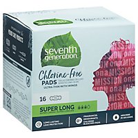 Seventh Generation Pads Free & Clear Ultra Thin With Wings Super Long Absorbency - 16 Count - Image 1