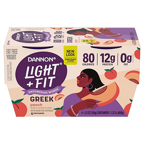 Dannon Light + Fit Peach Non Fat Gluten Free Greek Yogurt - 4-5.3 Oz