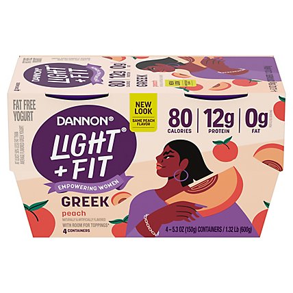 Dannon Light + Fit Peach Non Fat Gluten Free Greek Yogurt - 4-5.3 Oz - Image 1