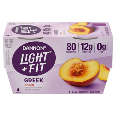 Dannon Light + Fit Yogurt Greek Nonfat Gluten Free Peach - 4-5.3 Oz