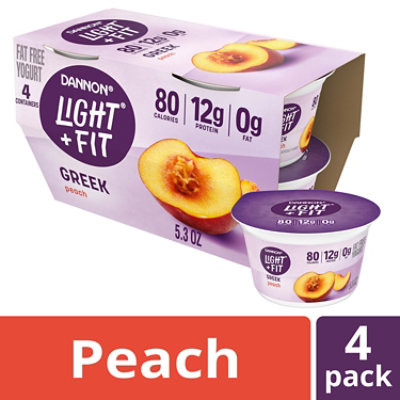 Dannon Light + Fit Yogurt Greek Nonfat Gluten Free Peach - 4-5.3 Oz