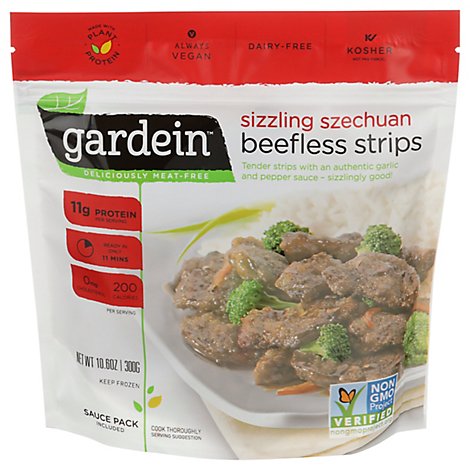 Gardein Meat-Free Meals Beefless Strips Sizzling Szechuan Sauce Pack Included - 10.6 Oz