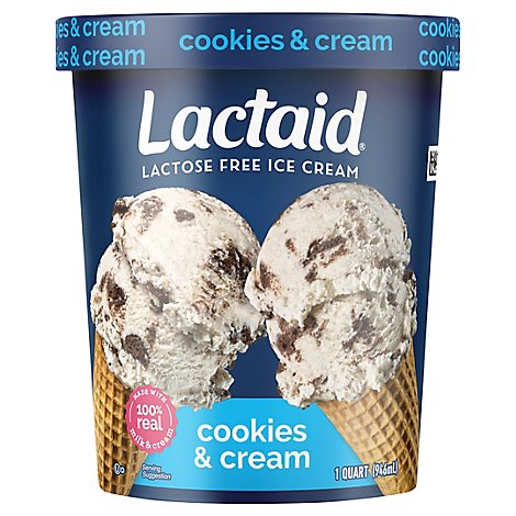 Lactaid Ice Cream Lactose Free Cookies & Cream - 1 Quart