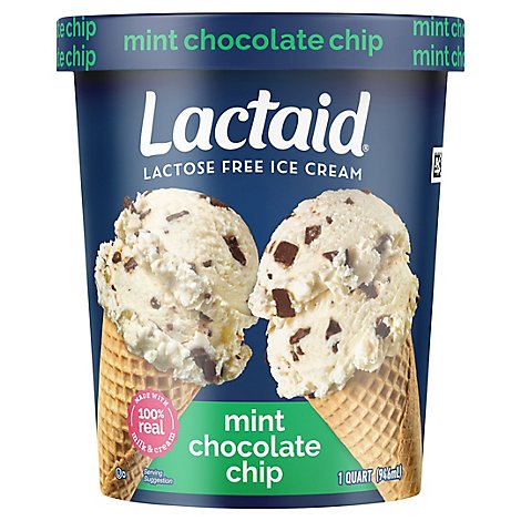 Lactaid Ice Cream Lactose Free Mint Chocolate Chip Tub - 1 Quart