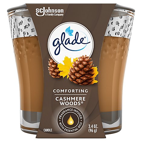 Glade Jar Candle Cashmere Woods Quickly Fills Rooms With Essential Oil Infused Fragrance 3.4 oz