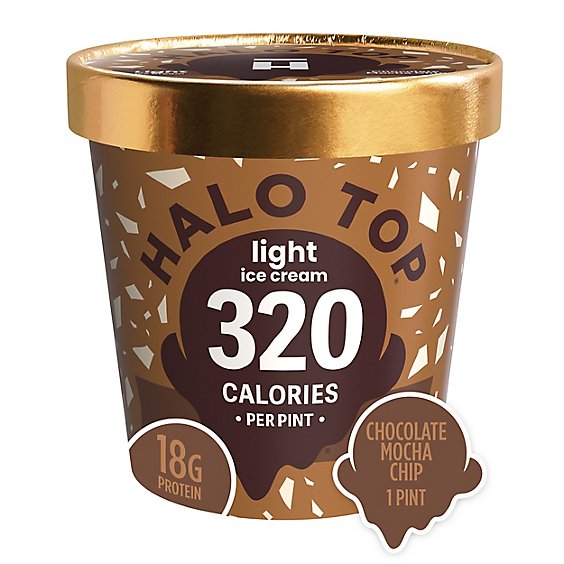 Halo Top Chocolate Mocha Chip Light Ice Cream For Summer - 16 Fl. Oz.